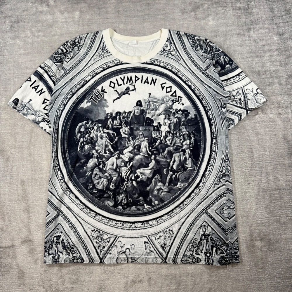 Vintage Greek Mythology Shirt Mens XL White Olympian Gods All Over Print